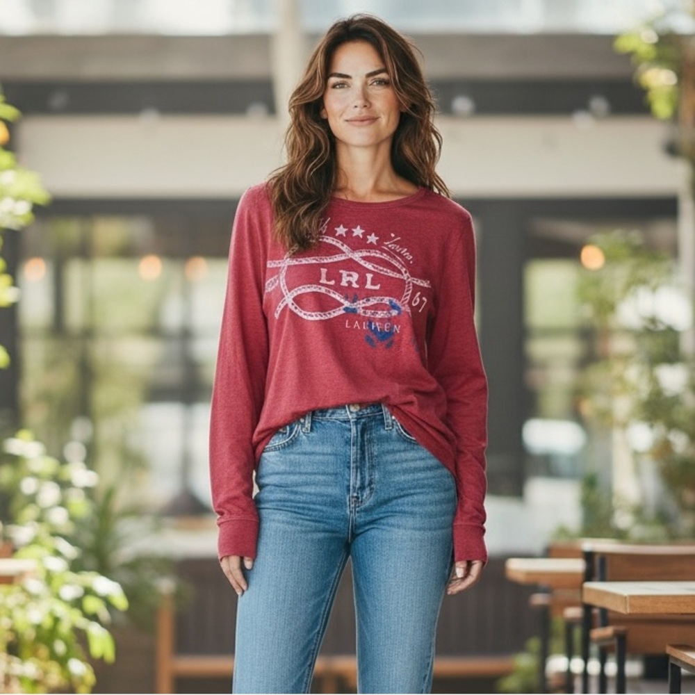 Lauren Ralph Lauren Western Graphic Long Sleeve Tee